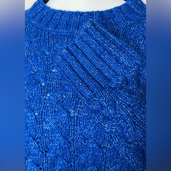 Lucky Brand Quinn Cable Knit Royal Blue Pullover Size Small - Picture 3 of 6